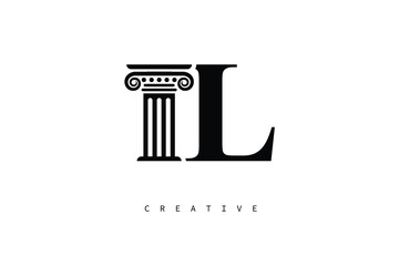 IL Law Prime Monogram Logo Design Classic Column & Legal Symbol