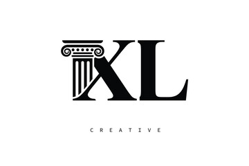 XL Law Prime Monogram Logo Design Classic Column & Legal Symbol