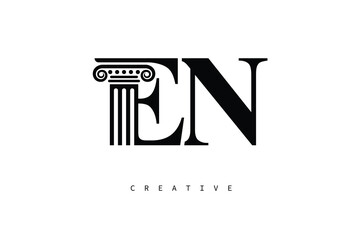 EN Law Prime Monogram Logo Design Classic Column & Legal Symbol