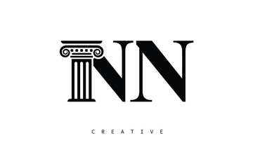 NN Law Prime Monogram Logo Design Classic Column & Legal Symbol