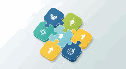 Interconnected Puzzle Pieces Symbolizing Business Strategy And Partnership
