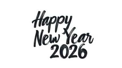 Happy new year 2026 lettering isolated on transparent background for holiday card