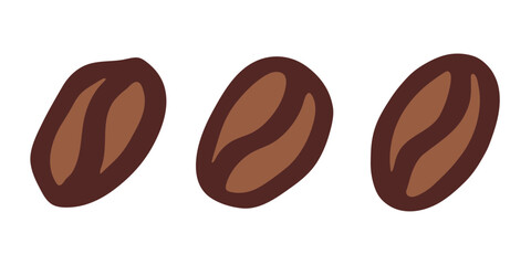 Set of simple hand drawn coffee bean Drink doodle Single element for print, web, design, decor