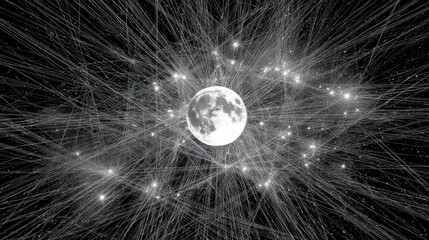 Obraz premium Abstract network design, moon central