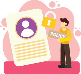 Man holding policy for account security illustration