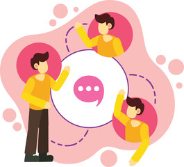 People connecting through online communication illustration