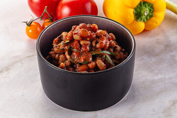 Black eye beans wutg tomato sauce