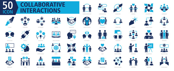COLLABORATIVE INTERACTIONS Icon Set Glyph Duotone