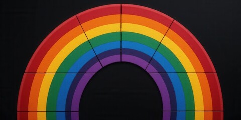 Fototapeta premium Tessellated Rainbow Blocks on Darkness Geometric LGBTQ+ Pride Community Strength