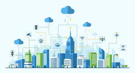 Smart City Network Infrastructure Technology And Cloud Computing Concept