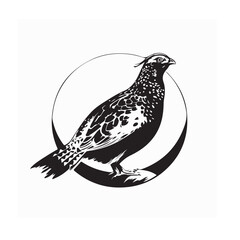 Wild Ruffed Grouse Silhouette Vector Logo Illustration on white background