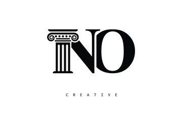 NO Law Prime Monogram Logo Design Classic Column & Legal Symbol