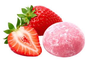 japanese ichigo daifuku mochi or strawberry mochi isolated on transparent png