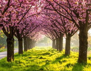 Naklejka premium Pink Blossom Tree Tunnel