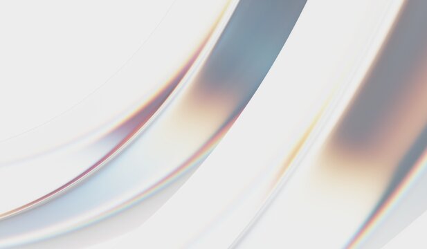 Abstract iridescent glass on the white background, geometric design, 3d dispersion render 4k 8k