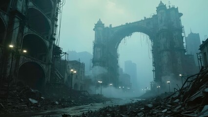 Technological arch architecture, urban landscape