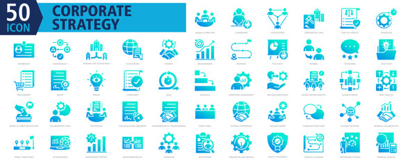 CORPORATE STRATEGY Icon Set Glyph Gradient