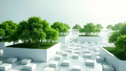 Low polygon style tree landscape