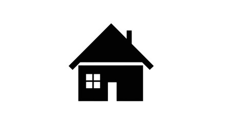 Simple Black House Icon on White Background Symbolizing Home, Real Estate, and Security. Suitable for Illustrative Purposes in Various Design and Marketing Projects.