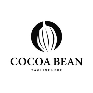 Cocoa bean logo design concept fruit chocolate drink silhouette and plantation symbol illustration icon template vector design