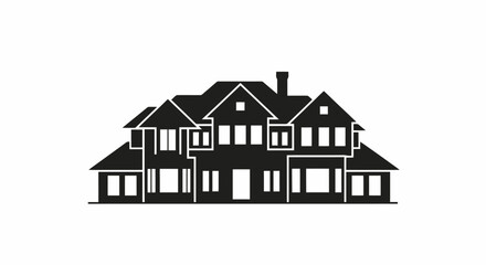 Elegant House Silhouette Design for Real Estate, Architecture, and Home Improvement Projects, suitable for logos, icons, and vector graphics in architectural renderings
