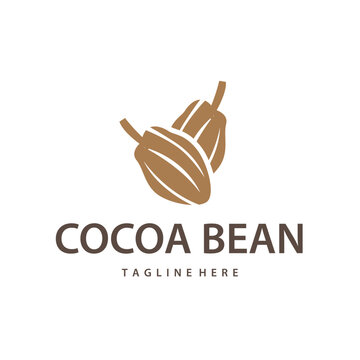 Cocoa bean logo design concept fruit chocolate drink silhouette and plantation symbol illustration icon template vector design