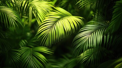 Lush Green Palm Fronds in Sunlight