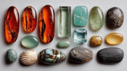 Assorted Polished Rocks and Stones Grouped Together