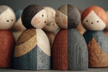 Wooden Figures Close Together