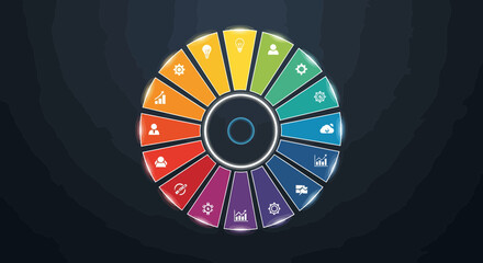 Vibrant Conceptual Diagram With Business Icons For Data Analysis