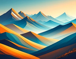 Colorful mountain range at sunrise