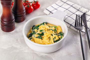 Omelette with spinach for breakfast