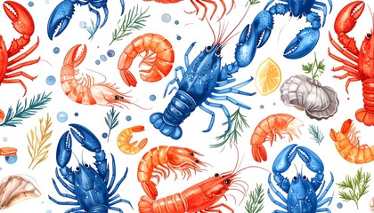 Watercolor seafood pattern (2)