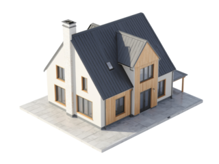 Contemporary architectural model home, showcasing innovative design and construction elements