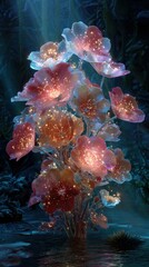 Glowing Floral Fantasy - A Dreamlike Botanical Display.