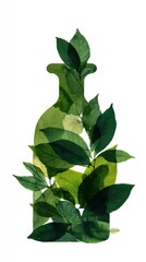 Fototapeta premium Green Bottle with Leaves - A Natural and Refreshing Composition.