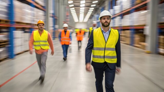 Workers in a warehouse environment