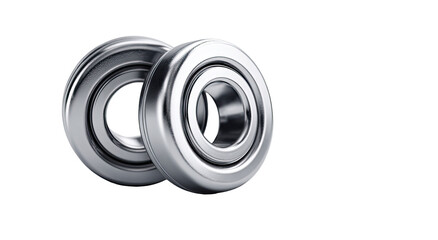 Two metallic bearings, circular, facing slightly offset
