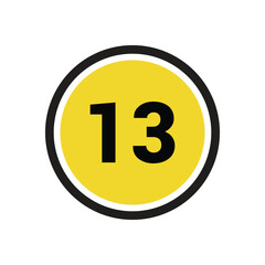 13 number icon vector outline design symbol or illustration