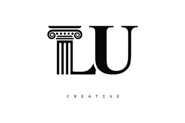 LU Law Prime Monogram Logo Design Classic Column & Legal Symbol