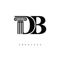 DB Law Prime Monogram Logo Design Classic Column & Legal Symbol