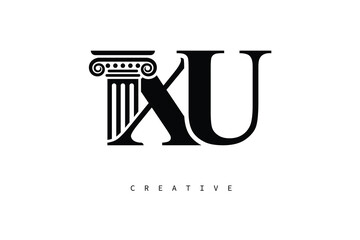 XU Law Prime Monogram Logo Design Classic Column & Legal Symbol