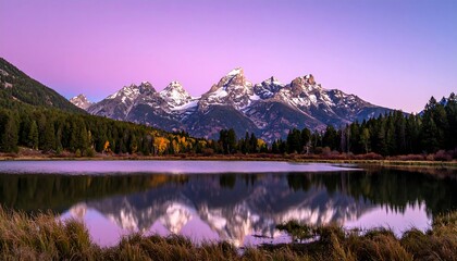 Mountain lake at dawn