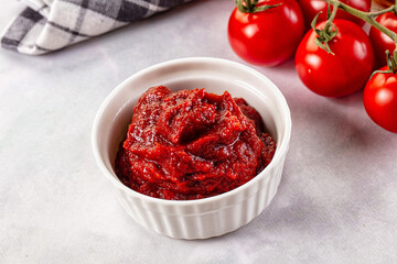 Red organic fresh tomato paste