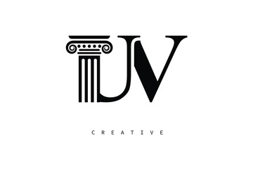 UV Law Prime Monogram Logo Design Classic Column & Legal Symbol