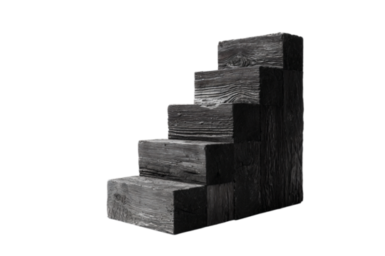 a black and white photo of a wooden staircase - Powered by Adobe