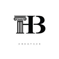 HB Law Prime Monogram Logo Design Classic Column & Legal Symbol