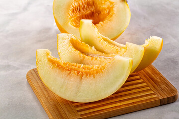 Ripe sweet juicy melon with slices