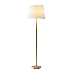 Floor lamp with gold stand and white shade isolated PNG with Transparent Background