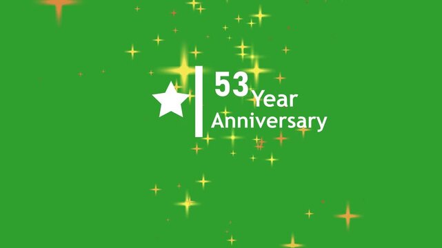 53 years anniversary motion graphic 4K footage with star. .4K motion animation.